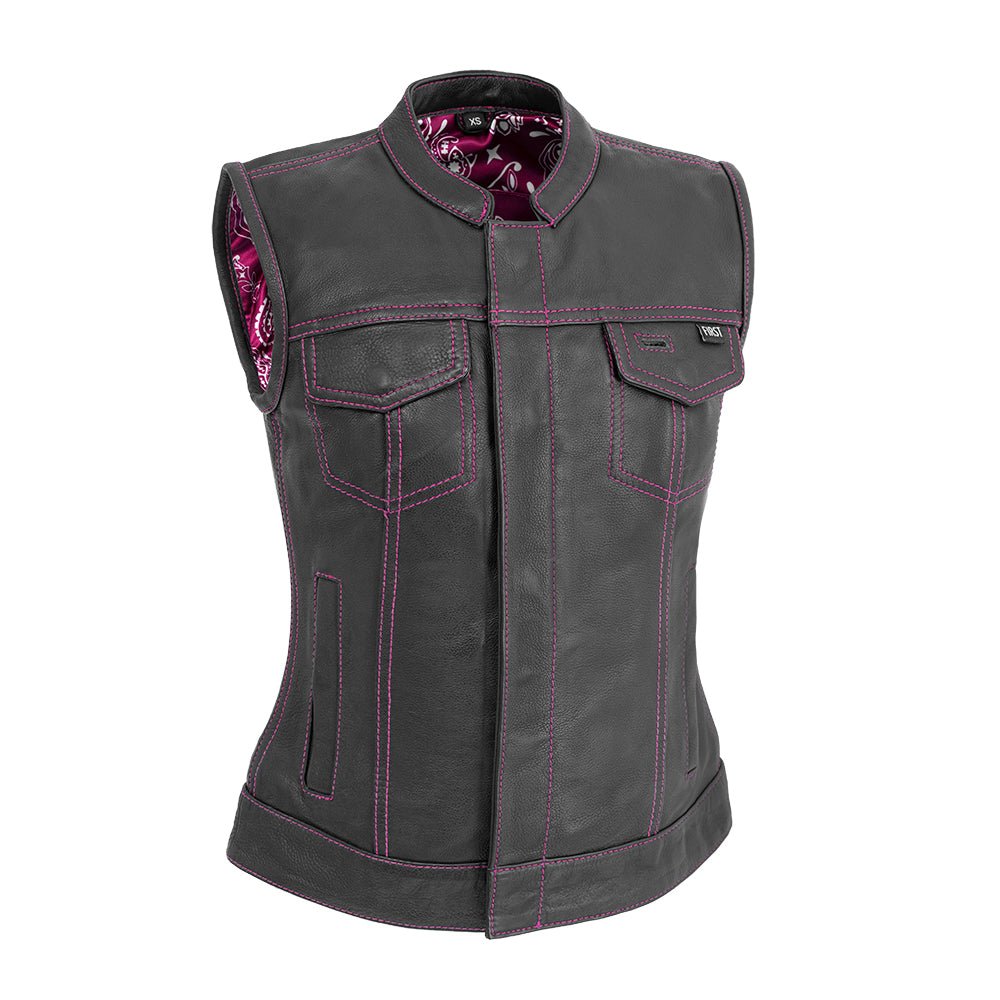 Jessica Women's  Motorcycle Leather Vest - Pink - Limited Edition Women's Leather Vest First Manufacturing Company XS